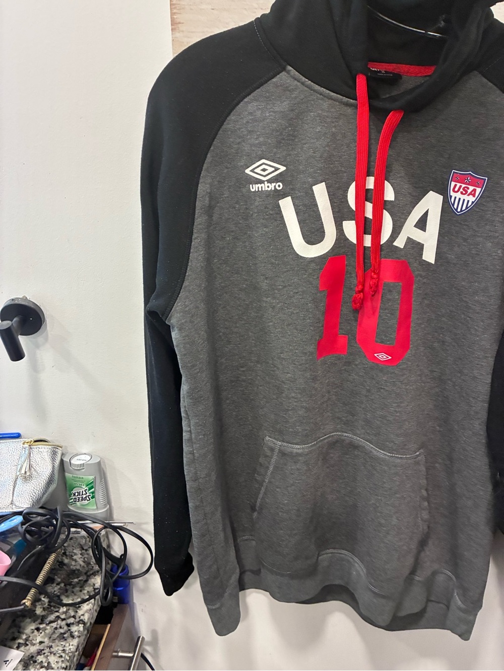 Umbro Gray & Black Hoodie with Red Accents